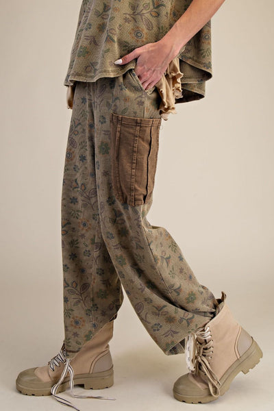 SIGNATURE PRINTED WASHED WAFFLE PANTS