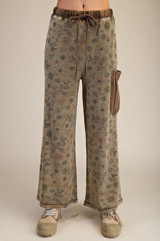 SIGNATURE PRINTED WASHED WAFFLE PANTS