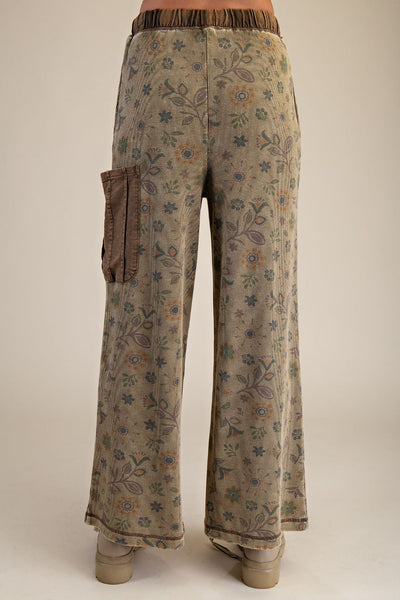 SIGNATURE PRINTED WASHED WAFFLE PANTS
