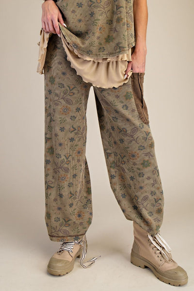 SIGNATURE PRINTED WASHED WAFFLE PANTS