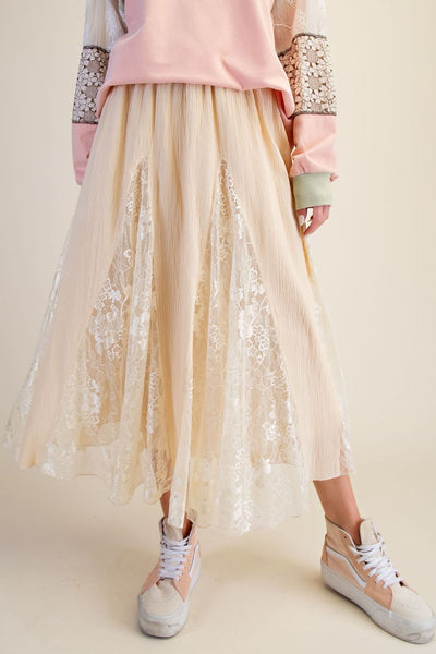 MIX LACE MAXI SKIRT