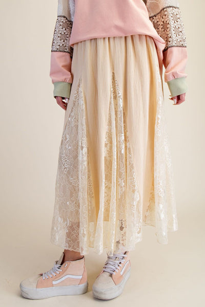MIX LACE MAXI SKIRT