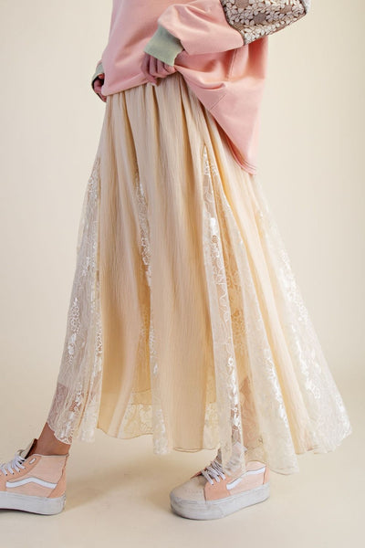MIX LACE MAXI SKIRT