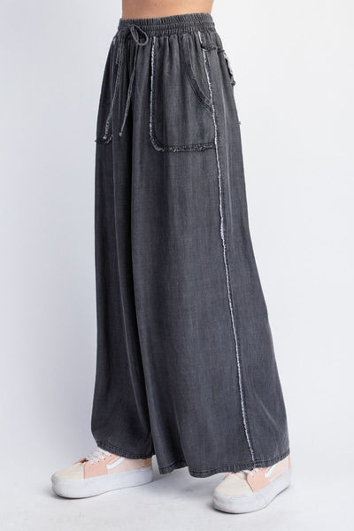 WASHED CHAMBRAY PALAZZO PANTS