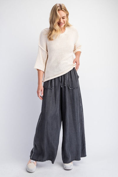 WASHED CHAMBRAY PALAZZO PANTS