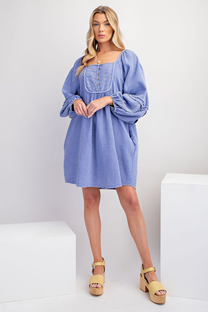 MINERAL WASHED COTTON GAUZE BABYDOLL DRESS JJs Designs & Boutique MINERAL WASHED COTTON GAUZE BABYDOLL DRESS JJs Designs & Boutique