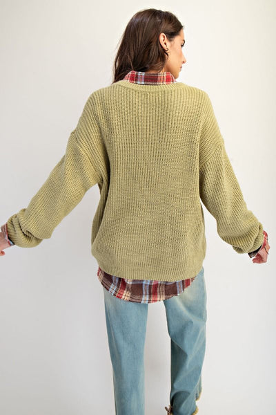 LOVE STITCH FRONT KNITTED SWEATER