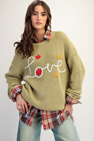 LOVE STITCH FRONT KNITTED SWEATER