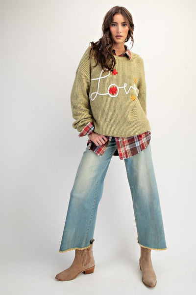LOVE STITCH FRONT KNITTED SWEATER