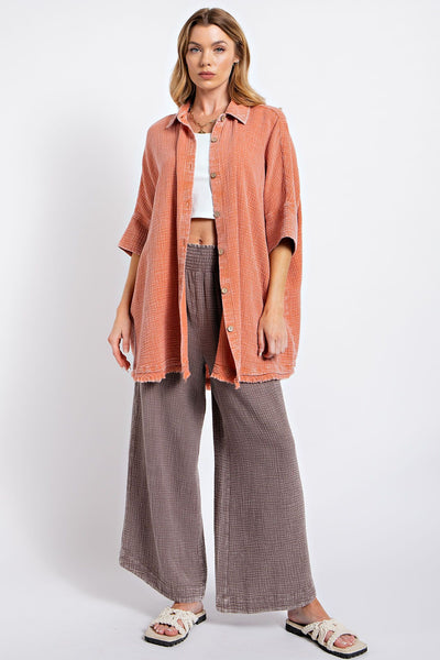 WASHED COTTON GAUZE OVERSIZED SHIRT