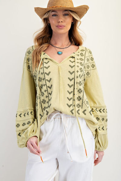 EMBROIDERED COTTON KNIT TOP( 2 COLORS)