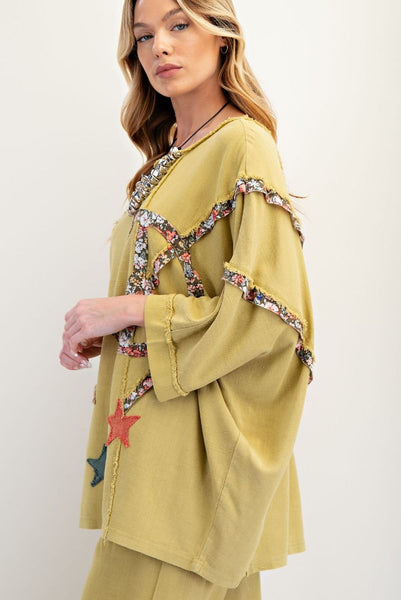 RAYON LINEN PATCH MINERAL WASHED TUNIC (3 COLORS)