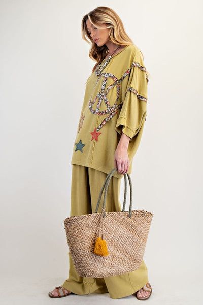 RAYON LINEN PATCH MINERAL WASHED TUNIC (3 COLORS)