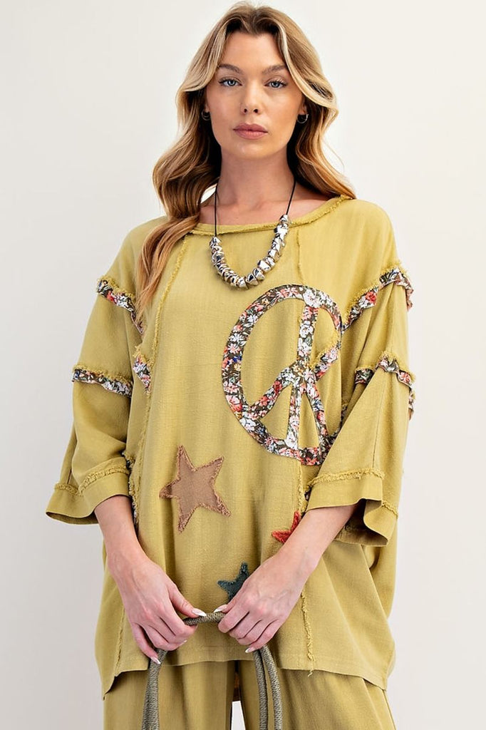 RAYON LINEN PATCH MINERAL WASHED TUNIC (3 COLORS)