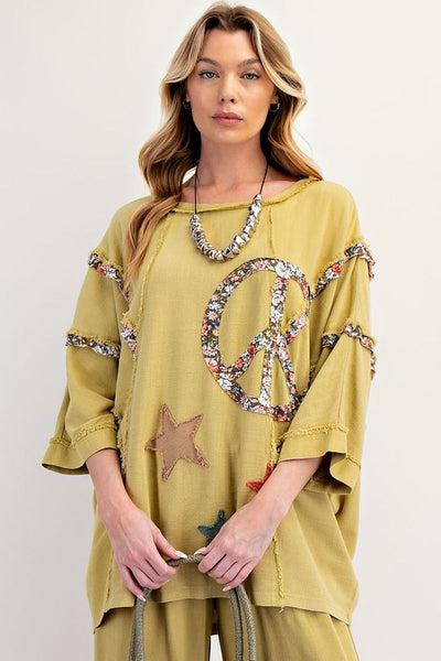 RAYON LINEN PATCH MINERAL WASHED TUNIC (3 COLORS)