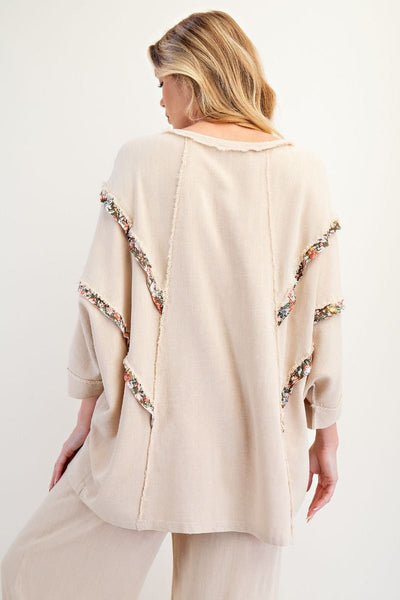 RAYON LINEN PATCH MINERAL WASHED TUNIC (3 COLORS)