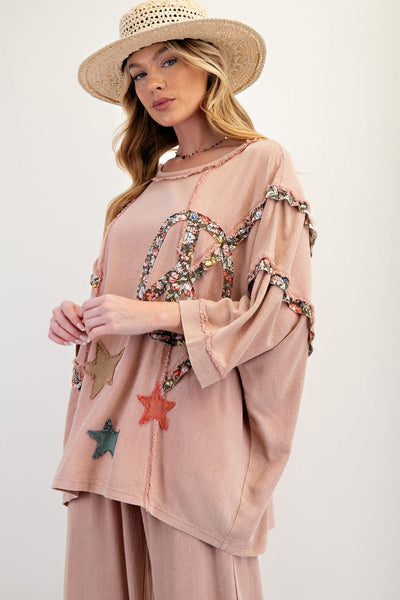 RAYON LINEN PATCH MINERAL WASHED TUNIC (3 COLORS)