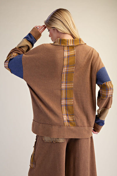 PATCHWORK THERMAL KNIT WASHED TOP