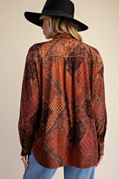 PATCHWORK PRINTED SUEDE SHIRT