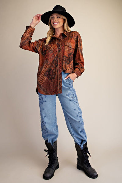 PATCHWORK PRINTED SUEDE SHIRT