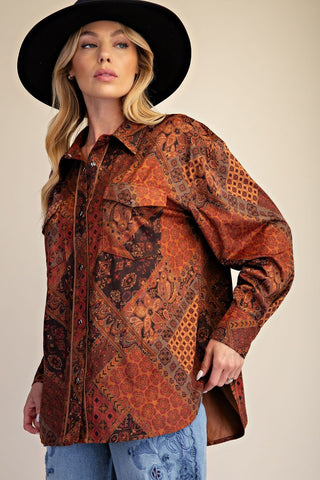 PATCHWORK PRINTED SUEDE SHIRT