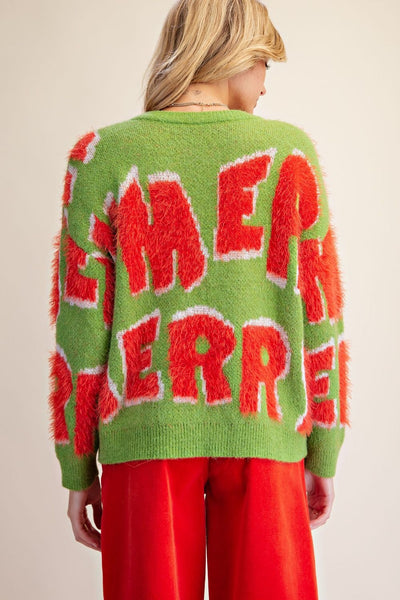 MERRY PATTERN KNITTED HOLIDAY SWEATER