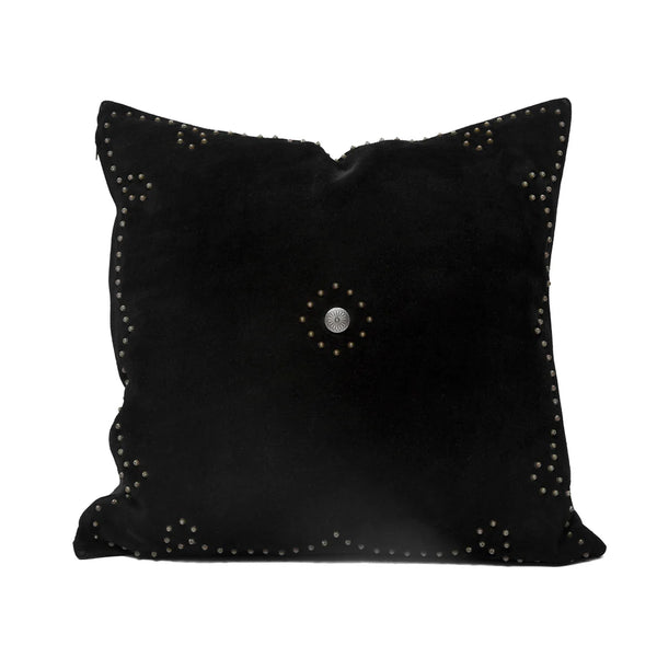 Western Suede Antique Silver Concho & Studded Pillow