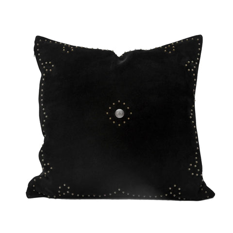 Western Suede Antique Silver Concho & Studded Pillow
