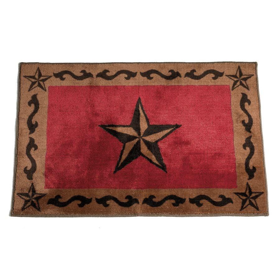 Red Star Scroll Motif Rug