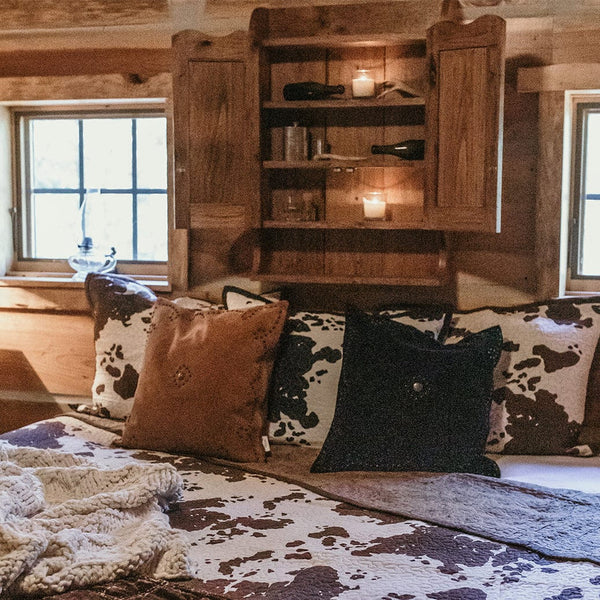 Western Suede Antique Silver Concho & Studded Pillow