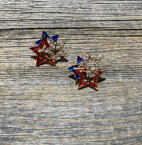 Red White Blue Star Earrings