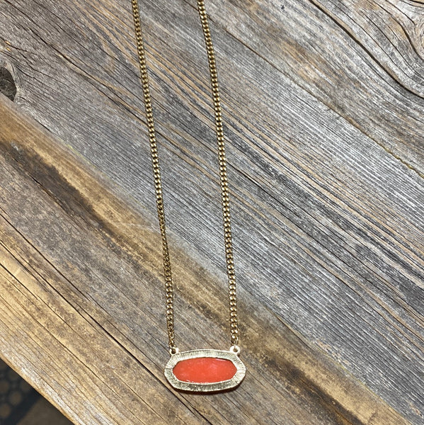 Orange Oval Stone Necklace