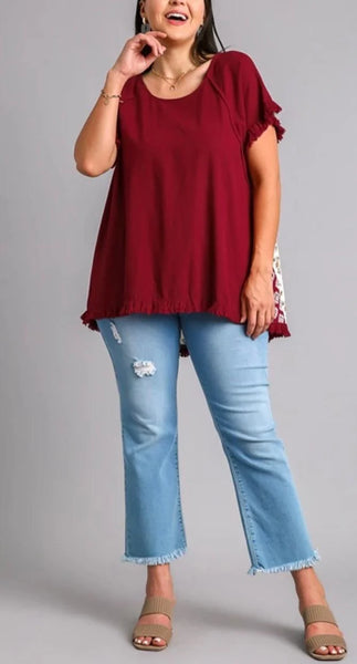 Linen Blend Scoop Neck Shirt-3 COLORS