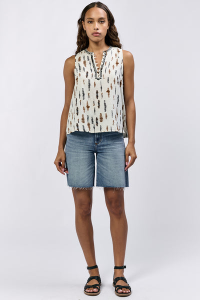 RAJA BUTTON UP SLEEVELESS TOP