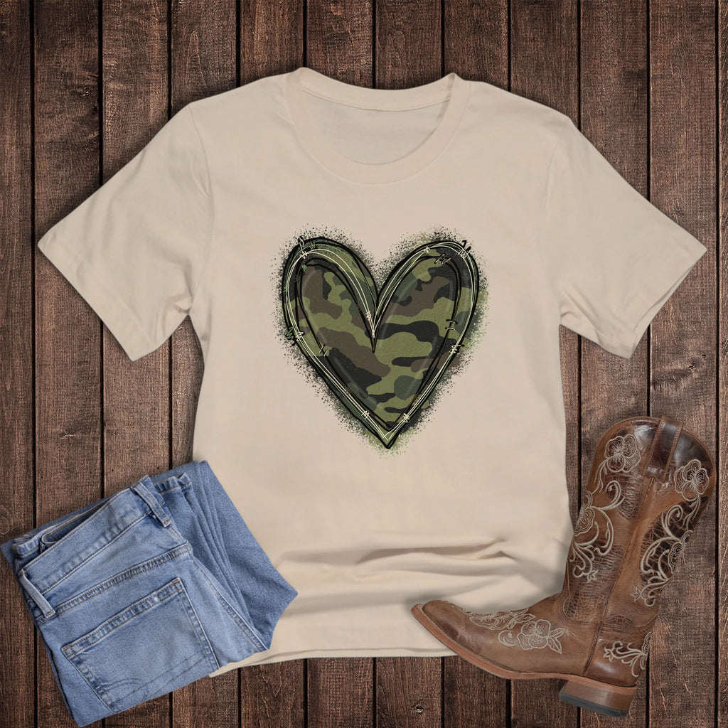 Camo Outlined Heart Tee