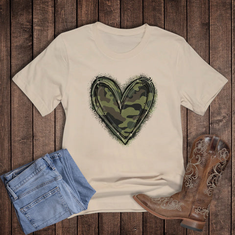 Camo Outlined Heart Tee