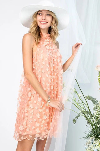 Peach Flower Patch Dress