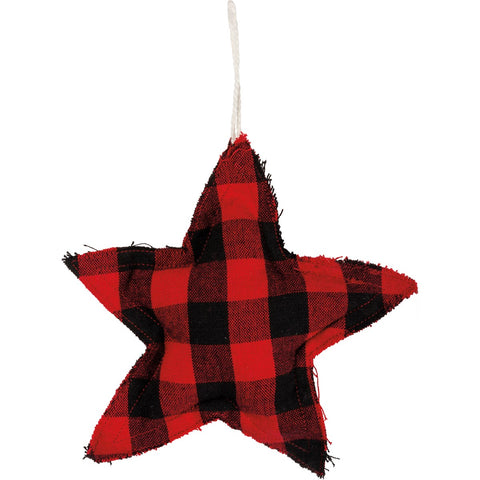Ornament - Red And Black Buffalo Check - Star