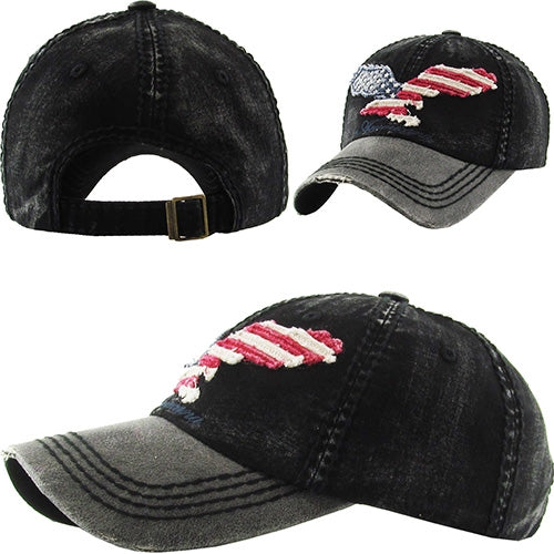Eagle Silhouette With American Flag Ball Cap