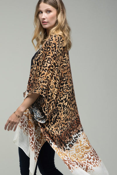 Leopard Ombre Print Kimono