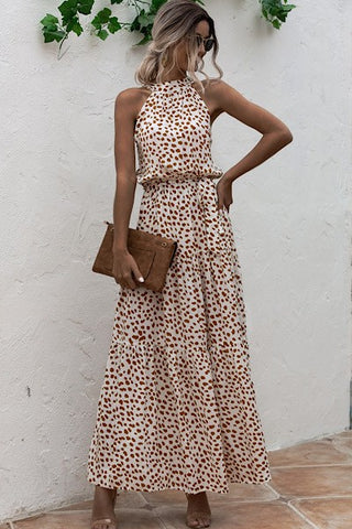 Cream/ Brown Halter Dress