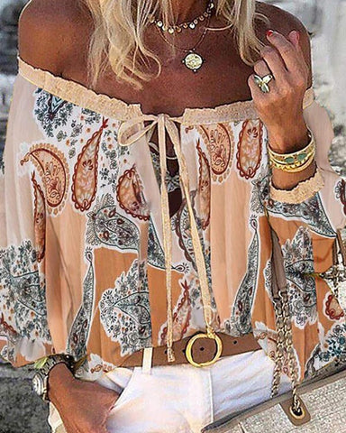 Today Fashion off the shoulder Bohemian ruched blouse