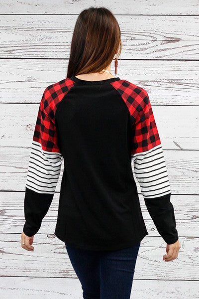 Fashion Buffalo plaid Long Sleeve Top