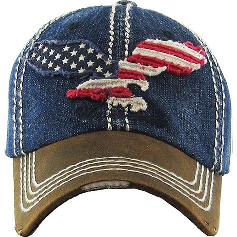 Eagle Silhouette With American Flag Ball Cap