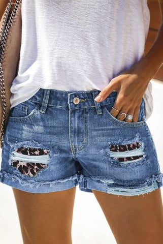 Denim Shorts with Print Pocket