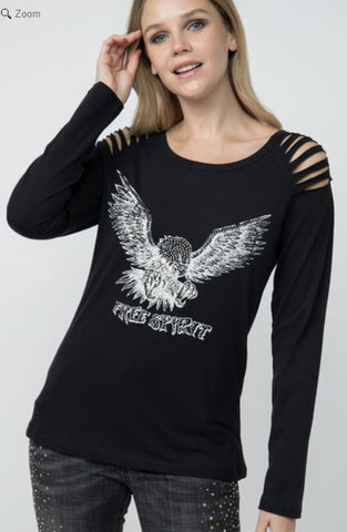 Long Sleeve Top w/wings and cold shoulder