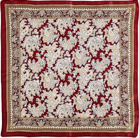 Bordered Paisley Jacquard Silk Scarf 20"
