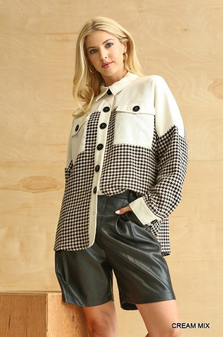 Houndstooth and Corduroy Mixed Shacket