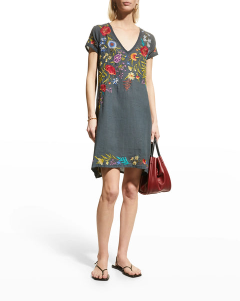 Provence Floral-Embroidered Dress