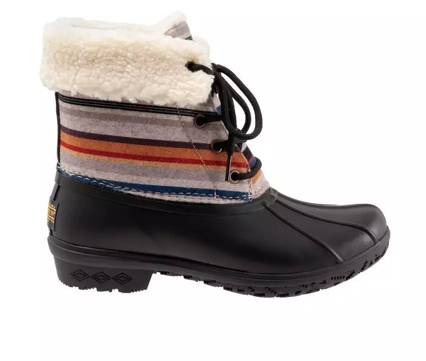 Striped cheap duck boots